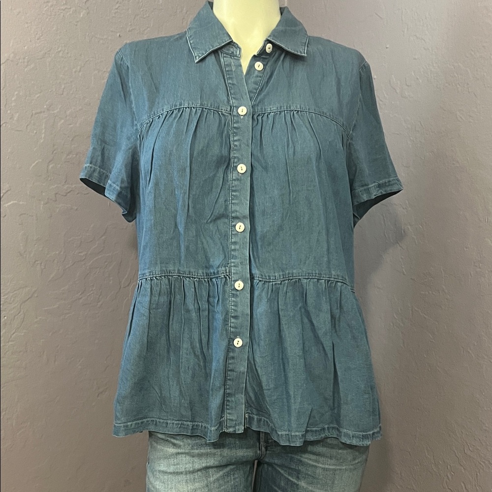 Women's Denim Button-Up Top